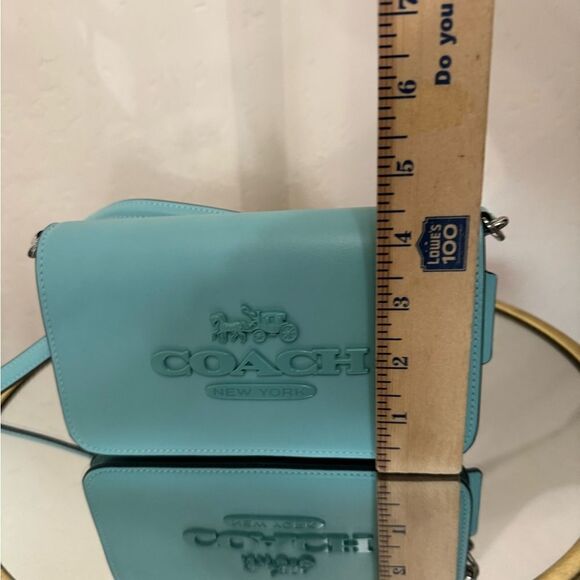Coach Crossbody Bag Clutch Light Blue Leather - Picture 10 of 10